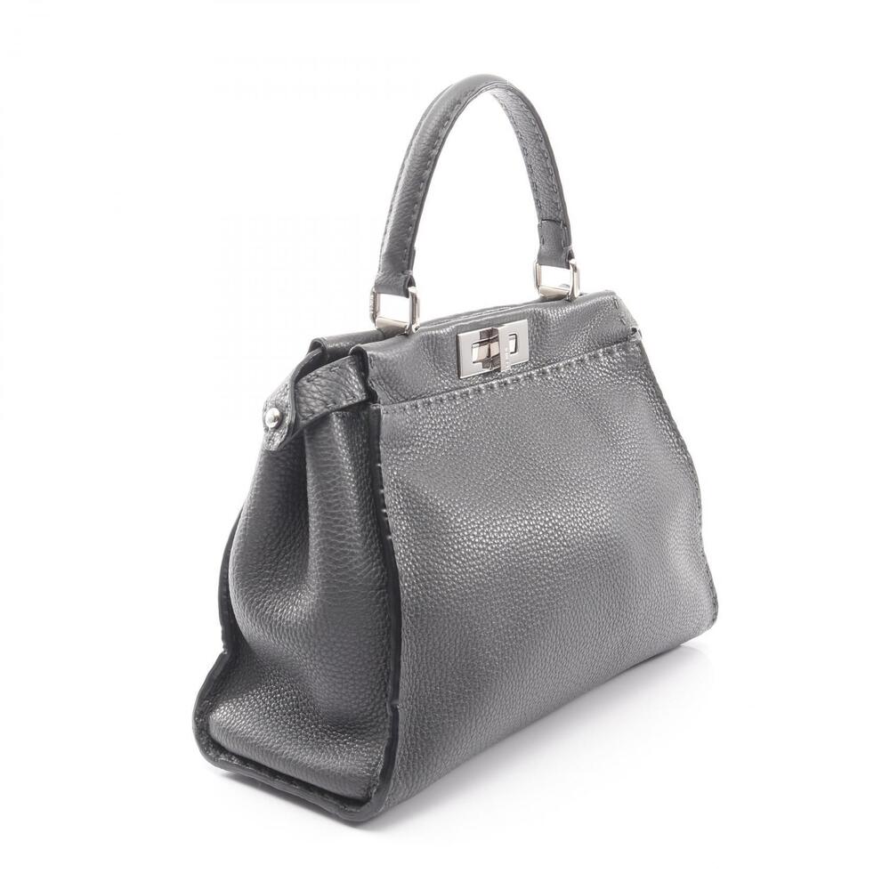 Fendi Regular Peekaboo Leather Gray Handbag Gray